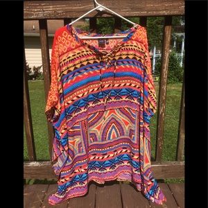 Rafaella 2X Multi Color Tunic Lovely Patterns